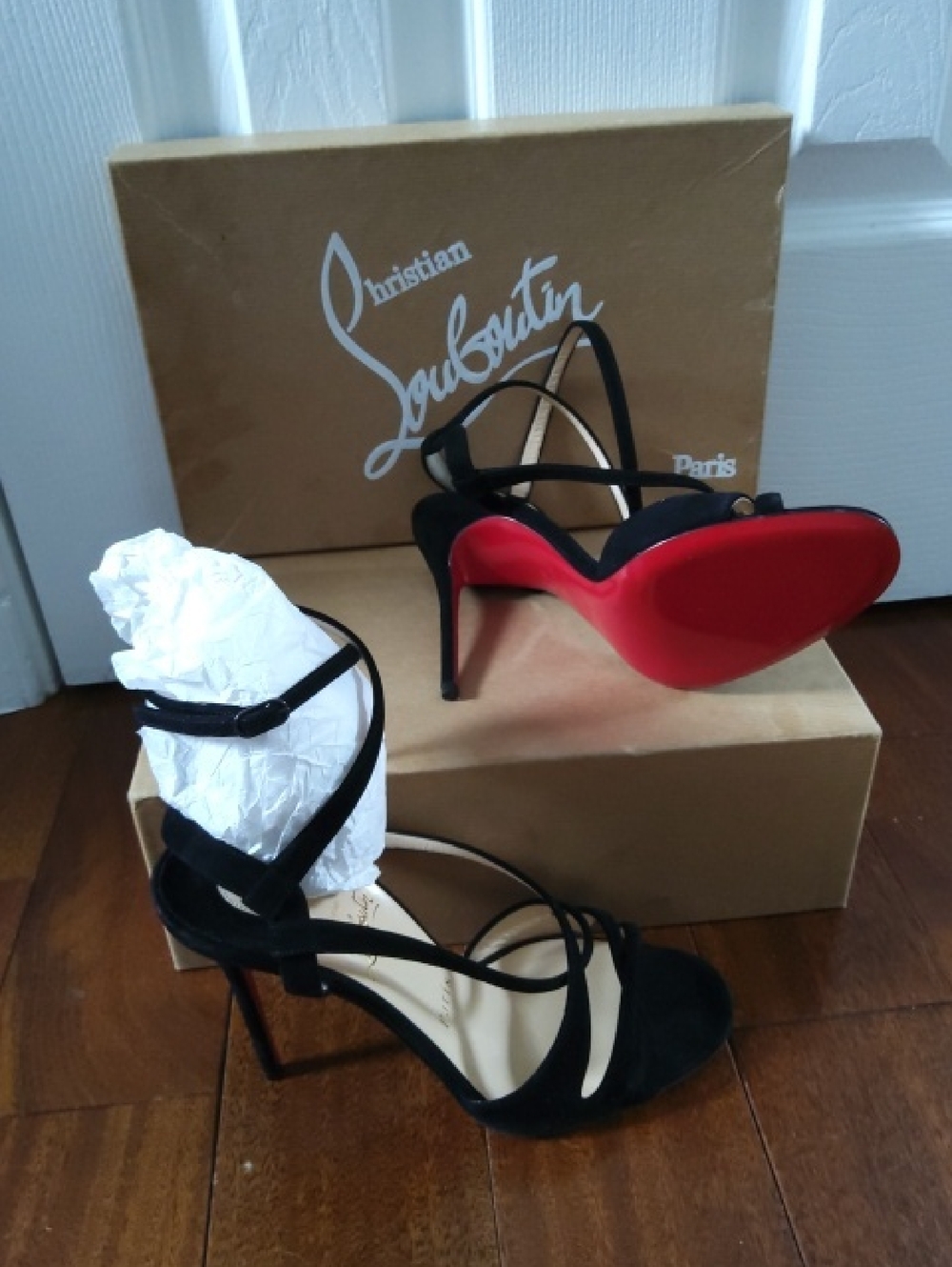 CHRISTIAN LOUBOUTIN💥New💥Black Strappy Suede Stiletto Heels